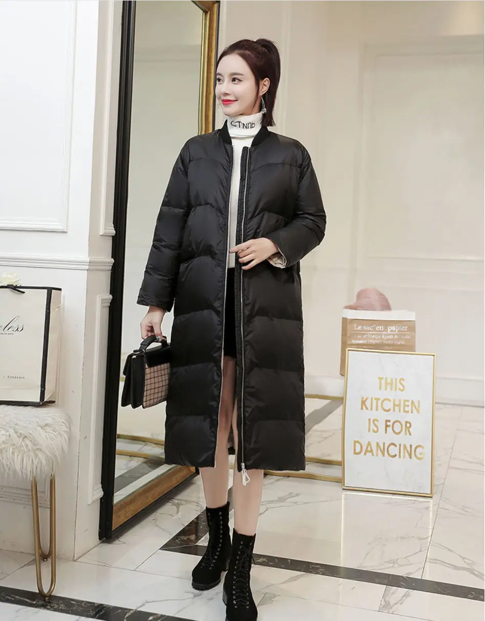 Взрывные Модели 2019 г. зимняя новая длинная куртка пуховик на белом утином пуху с