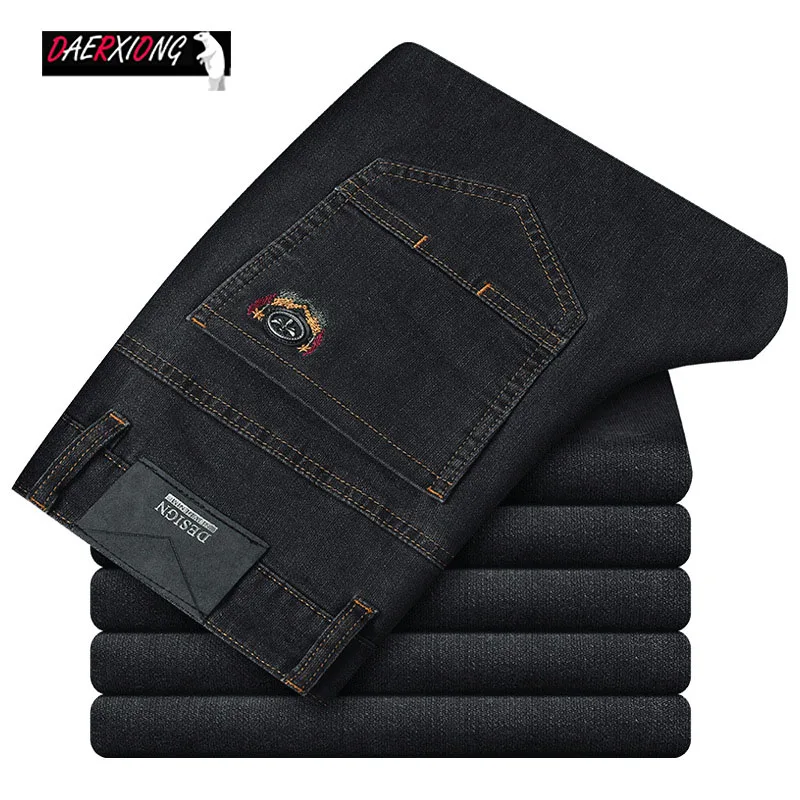 Новинка 2019 мужские джинсы деловые повседневные прямые стрейчевые классические