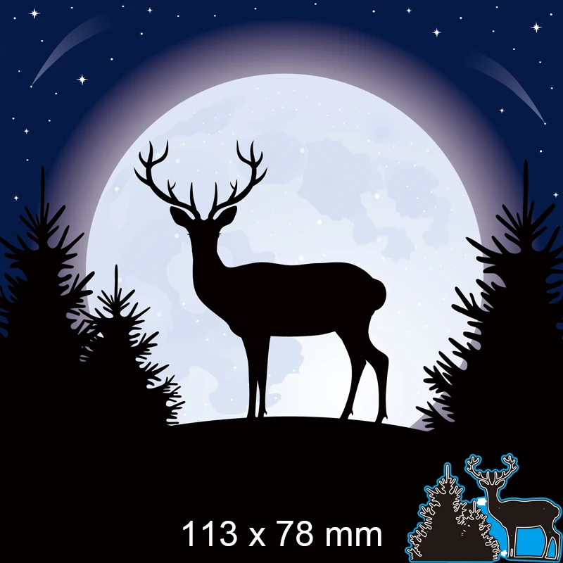 

Пресс-формы Лось Дерево Новый Металл DIY альбом бумага крафт тиснение трафарет украшение для поздравительной открытки 113*78 мм