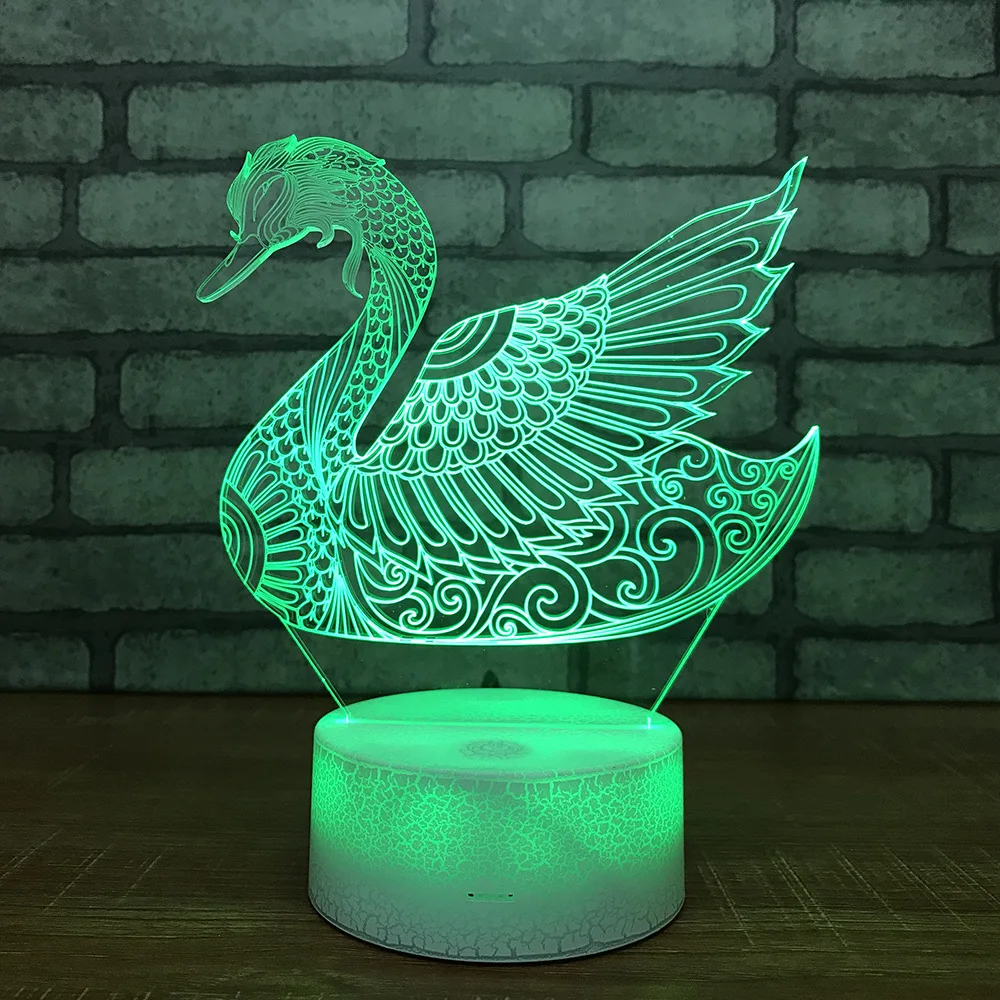 

Swan LED RGB Night Light7 Color Cqahange Desk Light 133 Action Figure PVC Kids Toys Brinquedos Christmas Gift