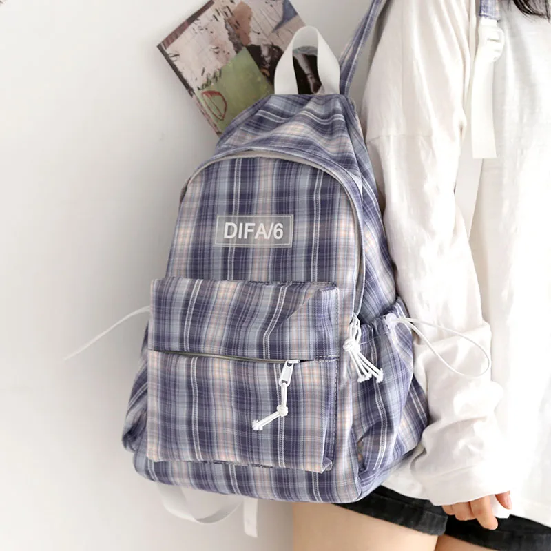 

Винтажная одежда на лесной основе, Женский клетчатый рюкзак, женская модная школьная сумка в корейском студенческом стиле для девочек-подр...