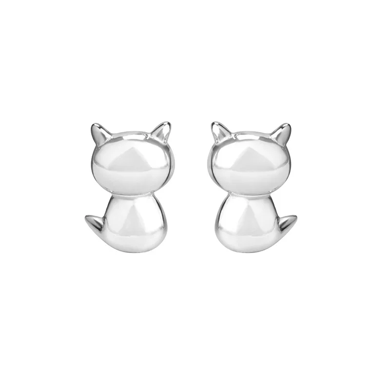 

Cat Stud Earrings 925 Sterling Silver Earrings For Women Fashion Jewelry pendientes eh945