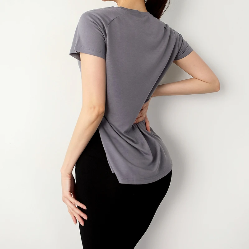 Женская свободная футболка для йоги с круглым вырезом женские быстросохнущие
