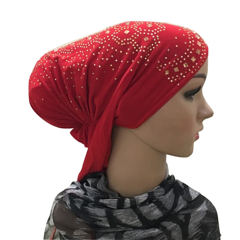 Muslim Inner Hijab Cap Women's Headwear Underscarf Islamic Head Wrap Hat Bonnet - Цвет: red