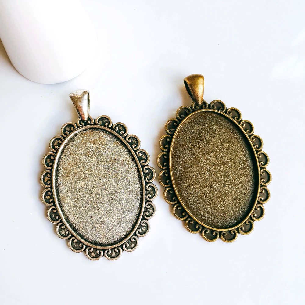 5 шт./лот 25x35 мм ожерелье с подвеской в античном бронзовом серебристом цвете