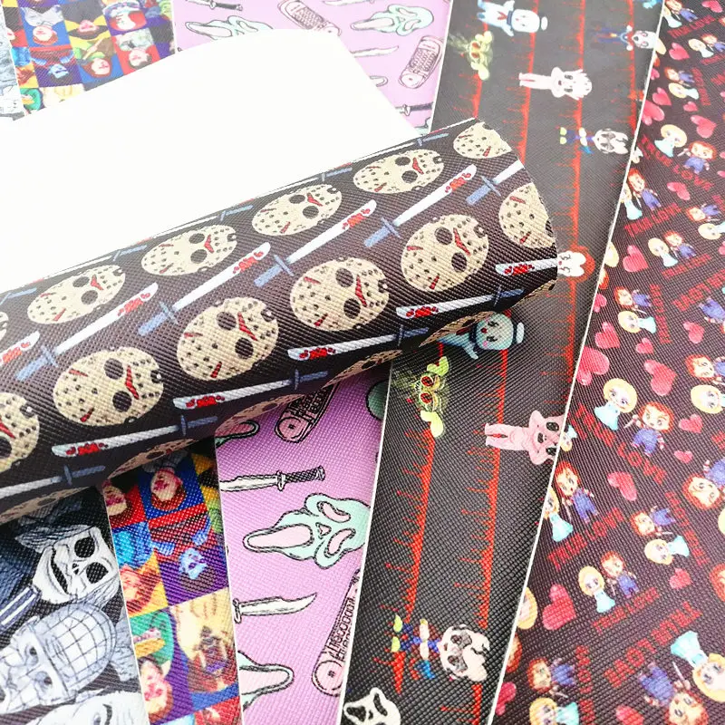 

20*33cm Halloween horror character A4 cartoon print synthetic faux sheet leather fabric for DIY accessories BHY788