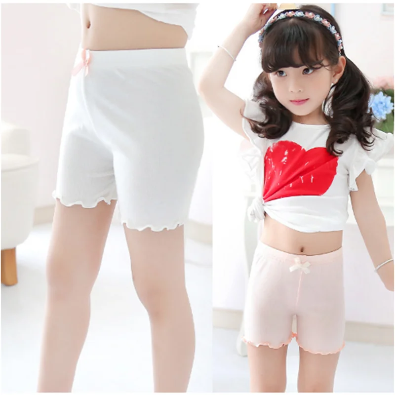

Summer Four-Color All-Match Girl Modal Refreshing Safety Pants Anti-Empty Children's Pants Cute Bow Three-Point Pants Leggings