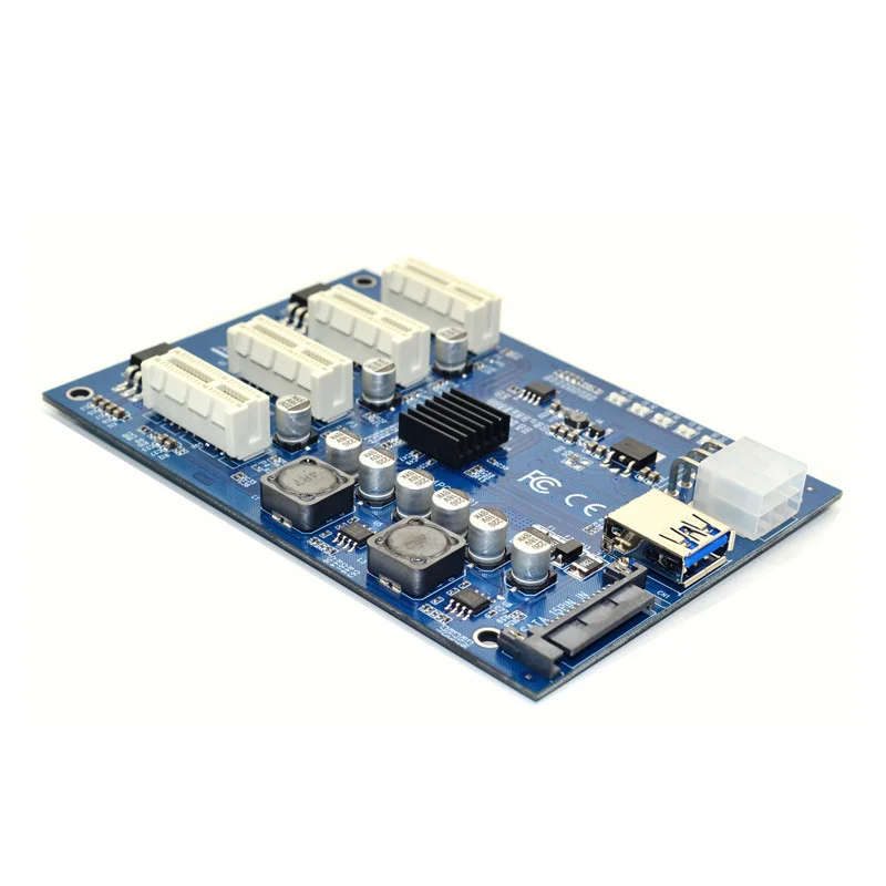 

Комплект расширения для BTC Miner Mining PCI-E X1 до 4PCI-E X16, с 1 до 4 портами, PCI Express, хаб с усилителем, 6Pin Sata USB карта расширения