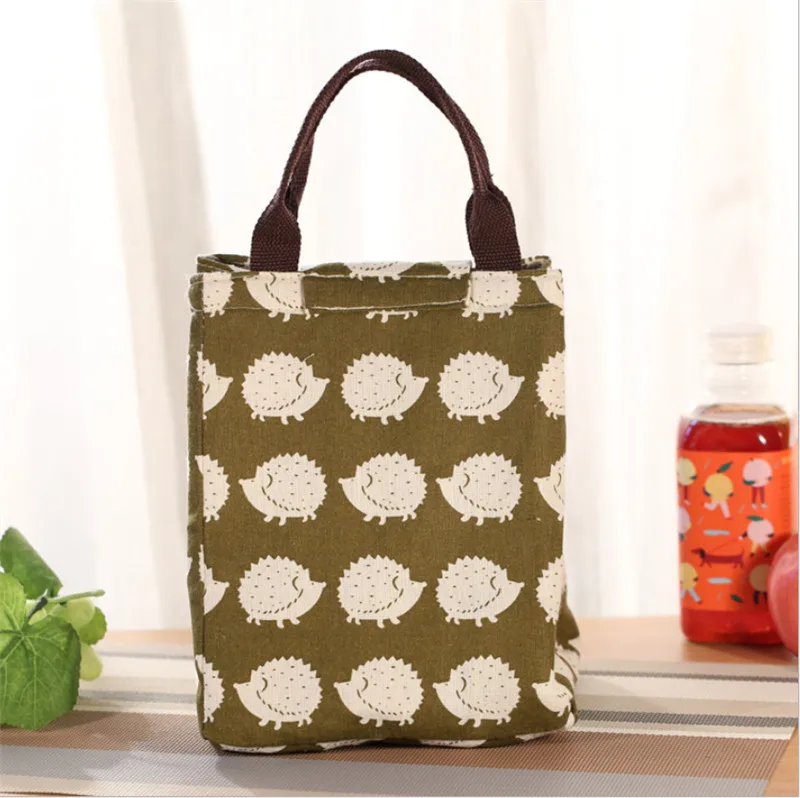 

Cute Cartoon Insulation Bag Velcro Lunch Box Bag with Soft Handles Outdoor Fresh-keeping Handbag