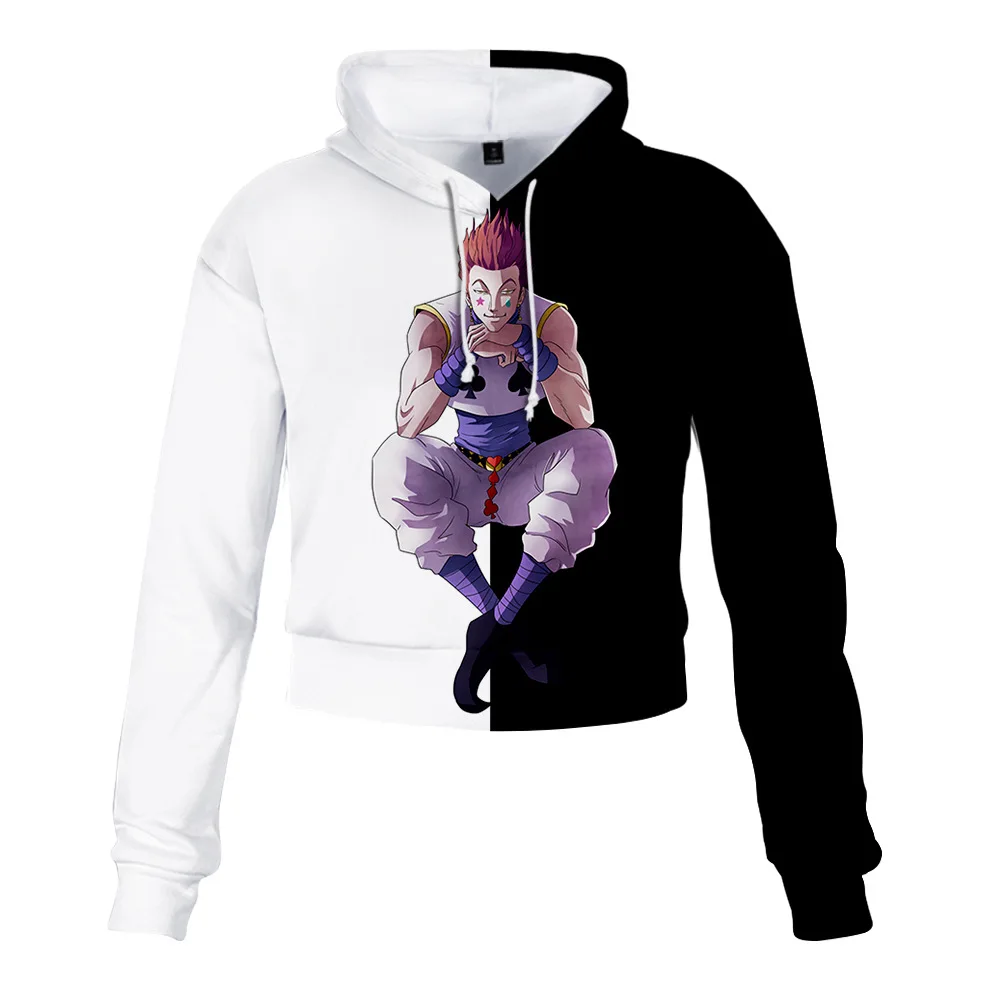 Аниме Hunter X HIsoka 3D кроп Топ Толстовка Harajuku укороченная уличная одежда в стиле
