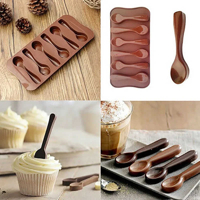

Cute Cake Mold Good Quality DIY Chocolate Six Spoons Mould Mold Silicone Baking Cake Decorating Topper Candy