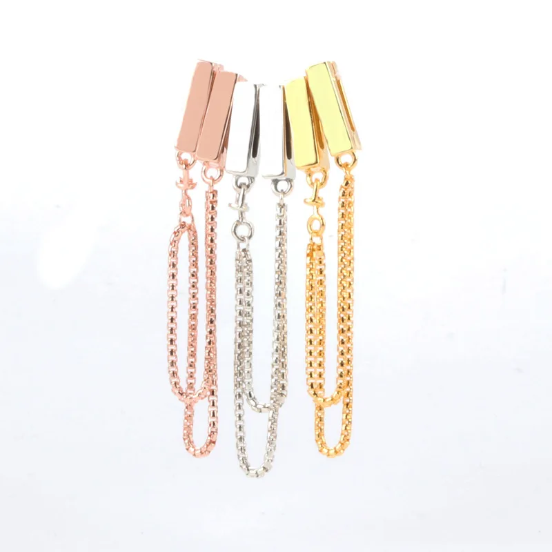 

Claudia 925 Silver Beads Charms Love Geometry Safety Chain Rose Gold Stopper Fit Women Charms Bracelet Bangle DIY Jewelry