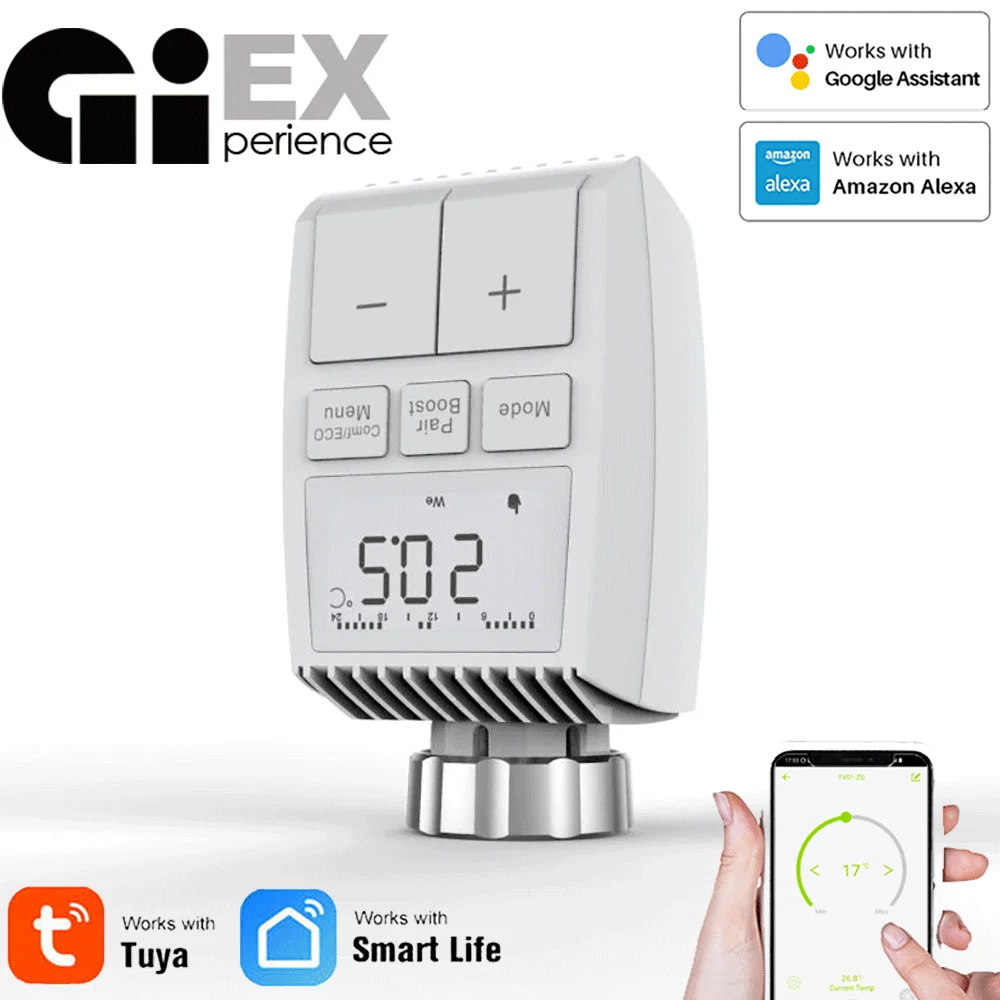 

Smart Radiator Actuator ZigBee3.0 Programmable Thermostatic Radiator Valve Temperature Controller Voice Control via Alexa Tuya