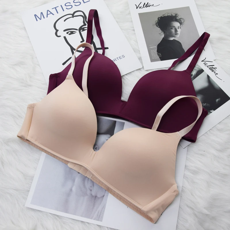 beigeburgundy Женские бюстгальтеры без косточек Brassiere, сексуальные, бесшовные, с глубоким вырезом и удобной посадкой - Цвет: beigeburgundy
