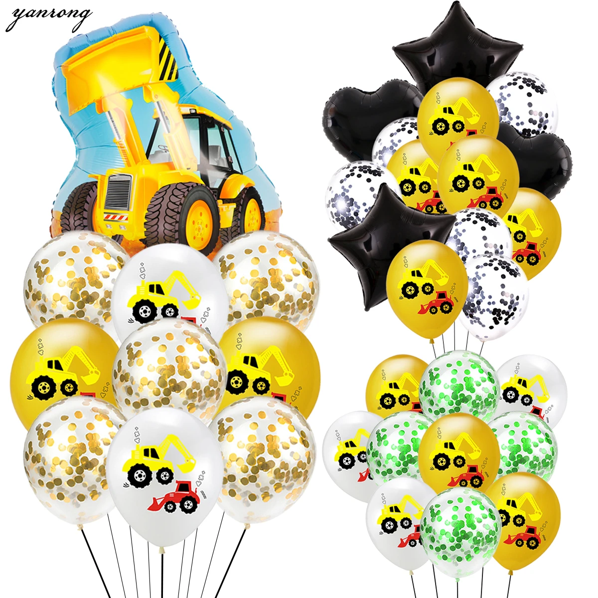 Экскаватор серебряного цвета розового золота конфетти латексные воздушные шары