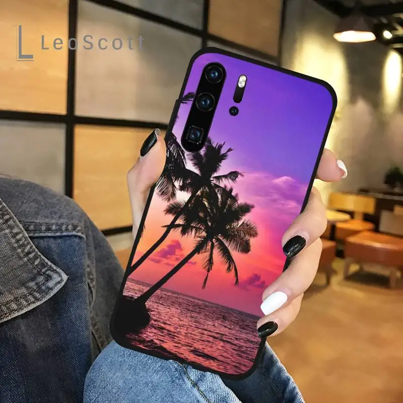 

romantic palm tree Phone Case For Huawei honor Mate P 9 10 20 30 40 Pro 10i 7 8 a x Lite nova 5t