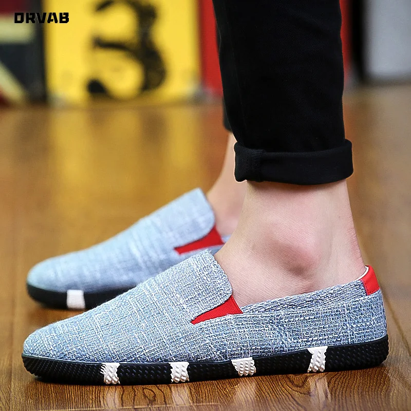 Breathable Summer Shoes Men Linen Hemp Slip-On Driving Moccasin Soft Comfortable Sneakers Non-slip Loafers Mens Casual | Обувь