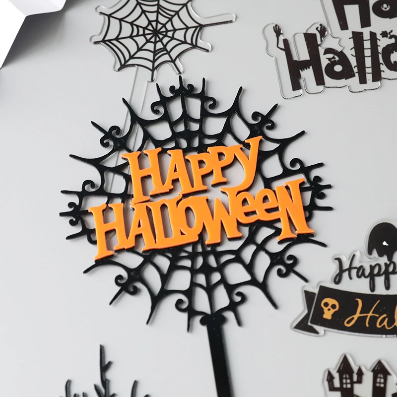 Счастливый Хэллоуин тема акриловая Тыква замок торт гримаса летучая мышь ведьма