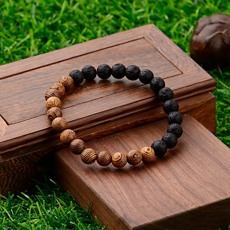 

Unisex Natural Wood Bead Bracelet Matte Stone Carved Scripture Stone Bead Bracelet Jewelry Gift 2021 Valentine's Day Jewelry