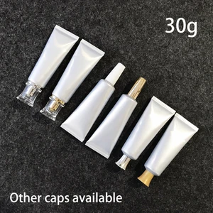 Серебристый алюминиевый пластиковый флакон 30 мл, крем для глаз, мягкий контейнер для макияжа, блеск для губ, лосьон для рук, отжимная трубка, бесплатная доставка
