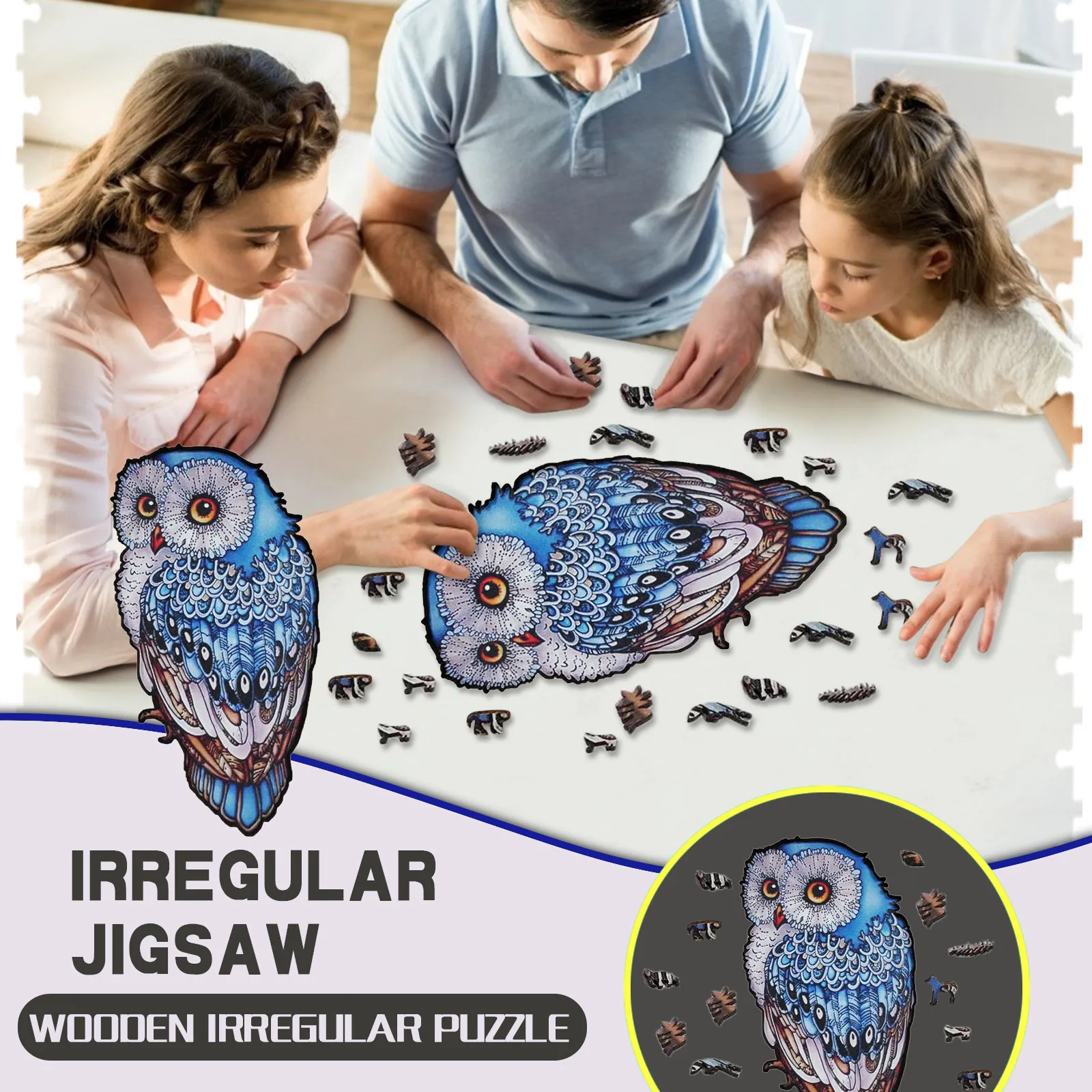 

Wooden Animal Jigsaw Puzzle Educational Game For Adults And Children Yellow Lion Owl A5 0.4CM Parent-Child Interactive Game Toys