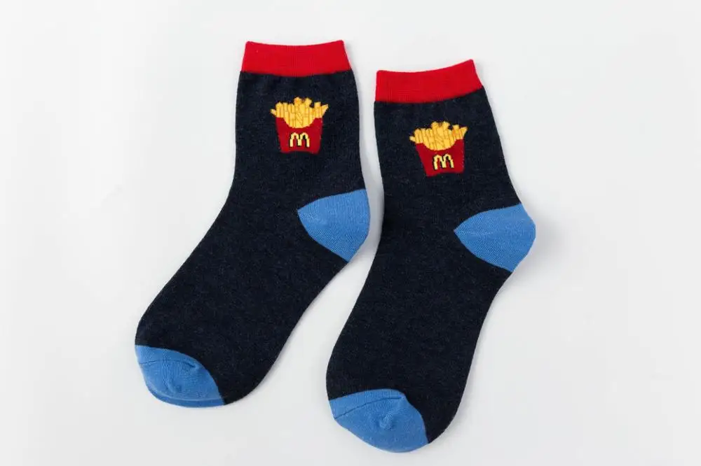 Хлопковые женские носки забавные в стиле Харадзюку с изображением еды картошки