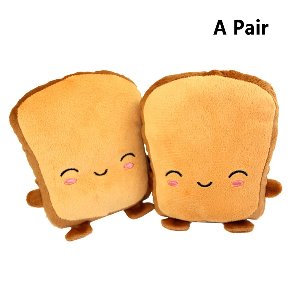 

1 Pair Hand Warmer Cute Winter Plush Adjustable Windproof Toast Shaped Half Finger USB Heating Gloves Soft Adult Magic Sticker