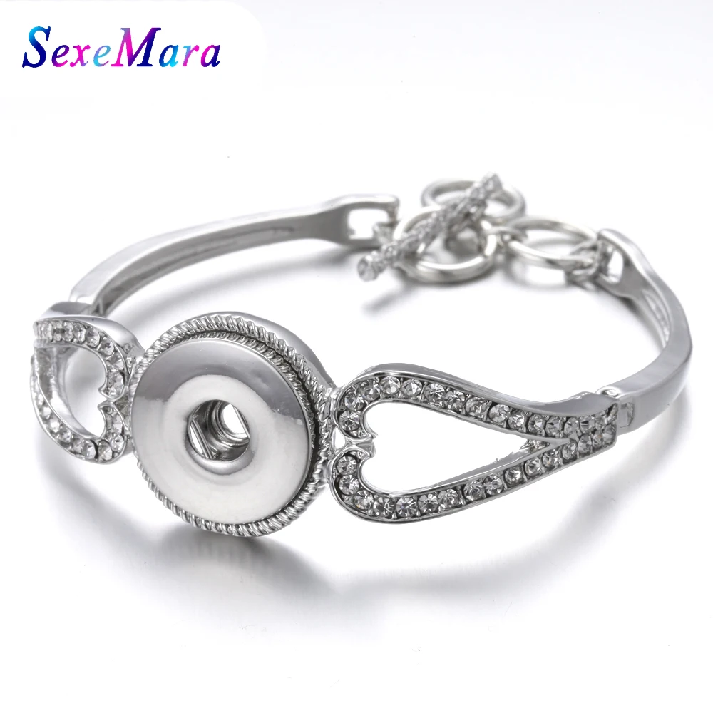 Кожаный браслет серебристого цвета с кнопками застежками 18 мм|Браслеты шармами| |