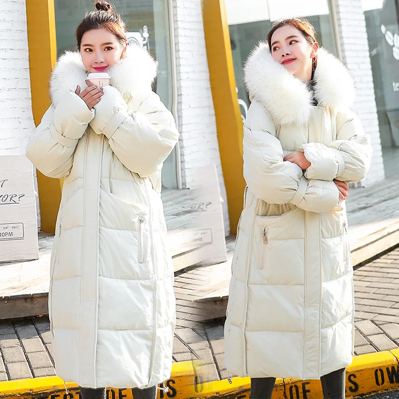 Повседневная теплая Модная женская Длинная зимняя парка тонкие пальто и куртки с