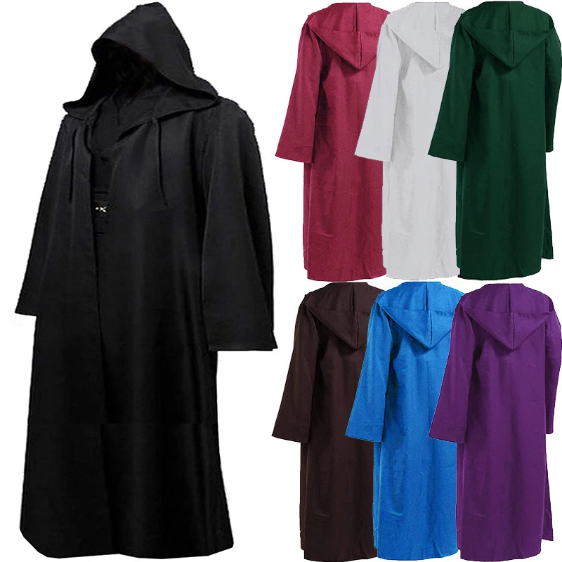 

Halloween Loose Hooded Solid Color Cape Adult Unisex Long Cloak Halloween Cosplay Costume Coats Stage Performance Clothing