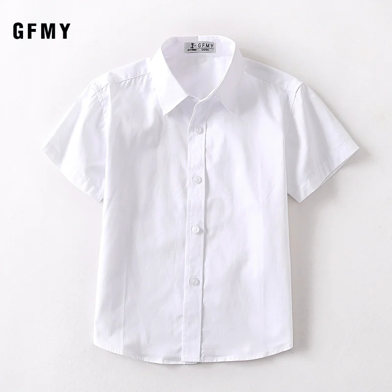 GFMY 2020 Hot Sale Children Shirts Casual Solid Cotton Short-sleeved Boys shirts For 4-18 Years Ribbon Decoration Baby shirts