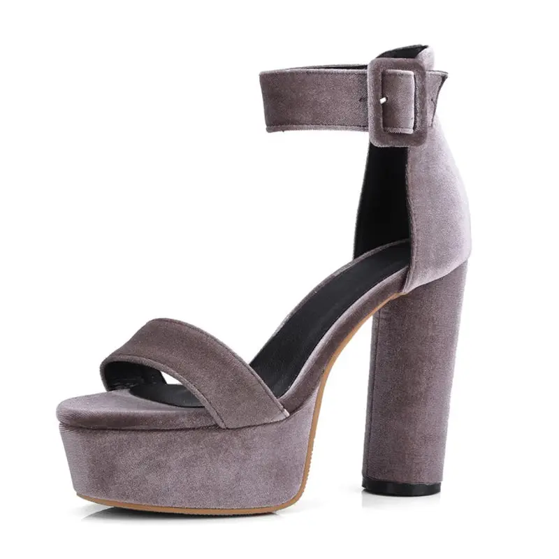Женские бархатные сандалии MAZIAO элегантные босоножки на толстом высоком