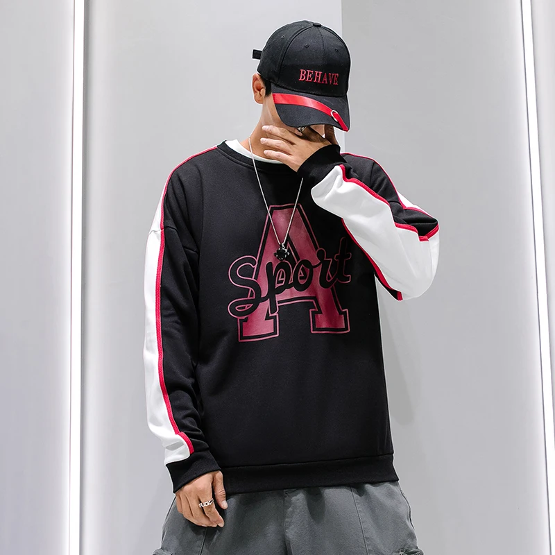 Мужская Толстовка Оверсайз SingleRoad черная толстовка с круглым вырезом и полосками