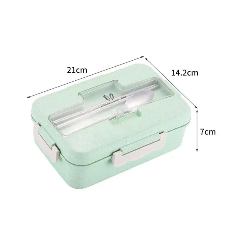 

3 Compartments Lunch Box For Kids Adults Food Container Spoon with Steel Boxes Bento Chopsticks Set Storage O1V2