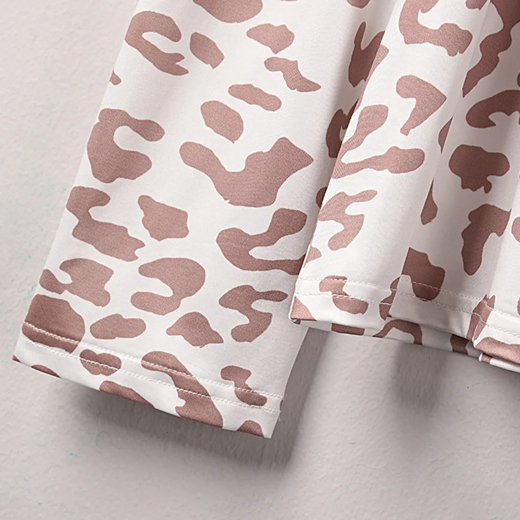 

Blouse Women New Fashion Autumn Spring Casual Slim O-Neck Leopard Print Long Sleeves Pullover Blouses Tops