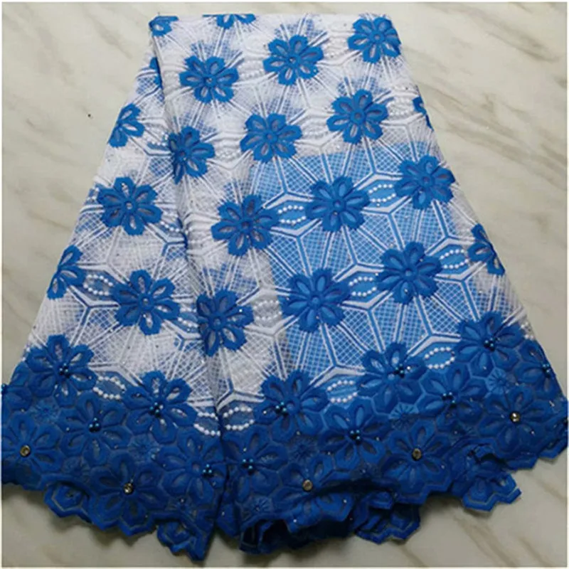 Royal Blue Newest African Tulle Lace Fabrics With Stones Embroidery Net French High Quality Beads | Дом и сад