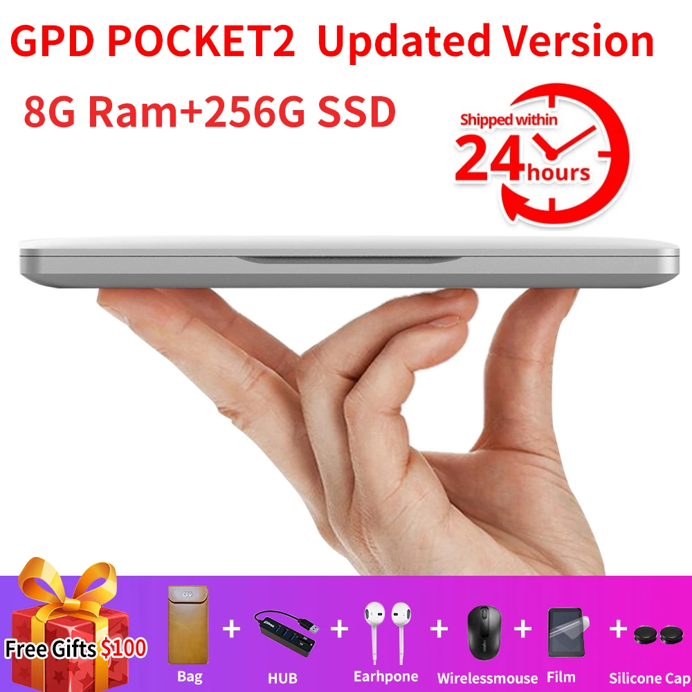 GPD Pocket 2 Pocket2 8 Гб 256 ГБ 7 дюймов сенсорный экран мини ПК карманный ноутбук процессор Intel Celeron 3965Y Windows 10