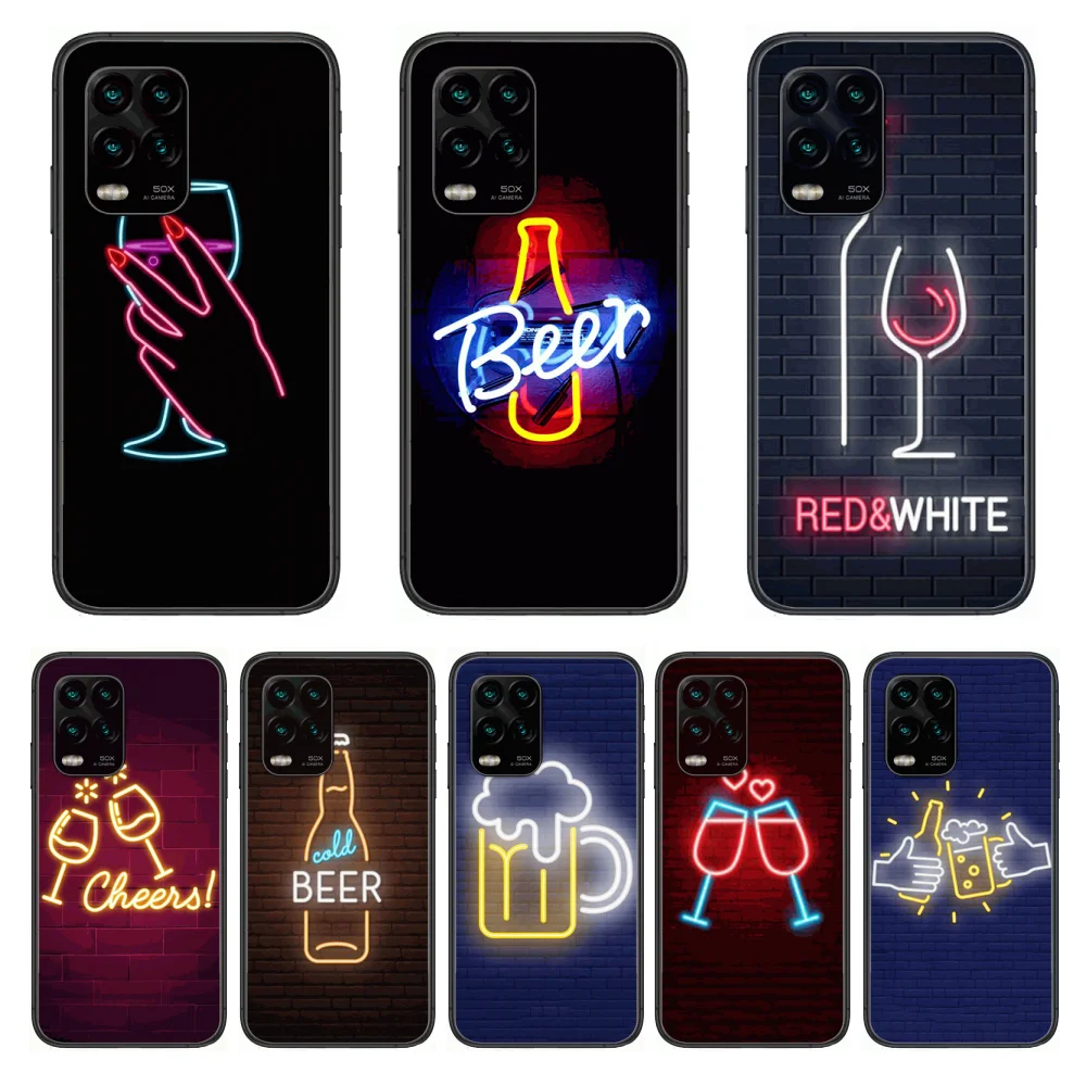 

Fluorescent color glass Phone Case For xiaomi Redmi Note 9S 8 7 6 5 A Pro T Anime Black Cover Silicone Back Pretty senior