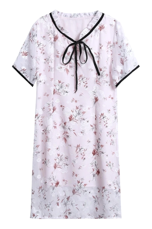 

COIGARSAM 4XL Plus Size Short Sleeve Women dress New Summer Print Chiffon Dresses 9394