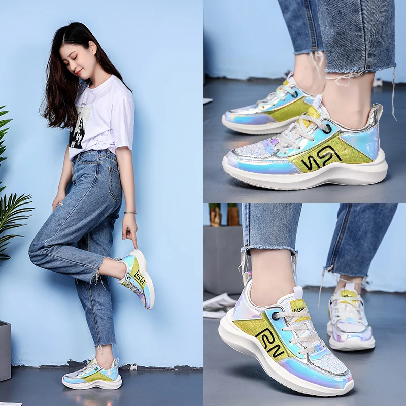 Туфли женские с круглым носком удобные кроссовки для бега на платформе дышащие