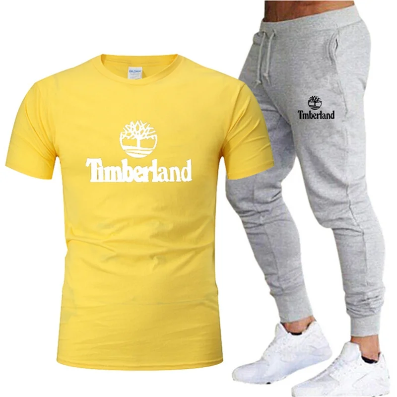 

2021 new fashion new brand men's jogging fitness suit sportswear running men's sports two piece set of pure cotton fashion T-shi