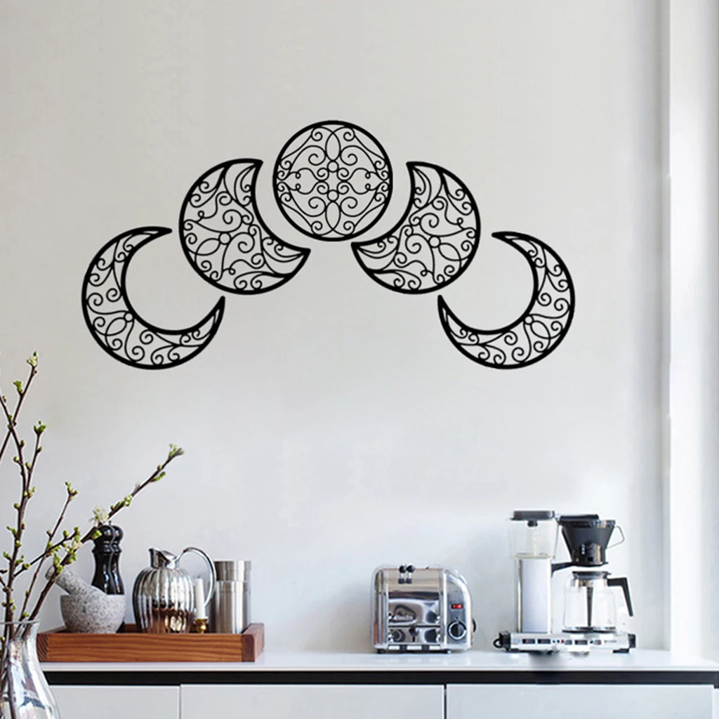 

5x Nordic Wooden Moon Phase Decorative Wooden Moon Phase Office Wall Decor