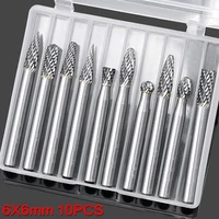 66mm 10pcs carbide rotary file grinding head tungsten steel electric rotary file woodworking milling cutter metal polishing bit