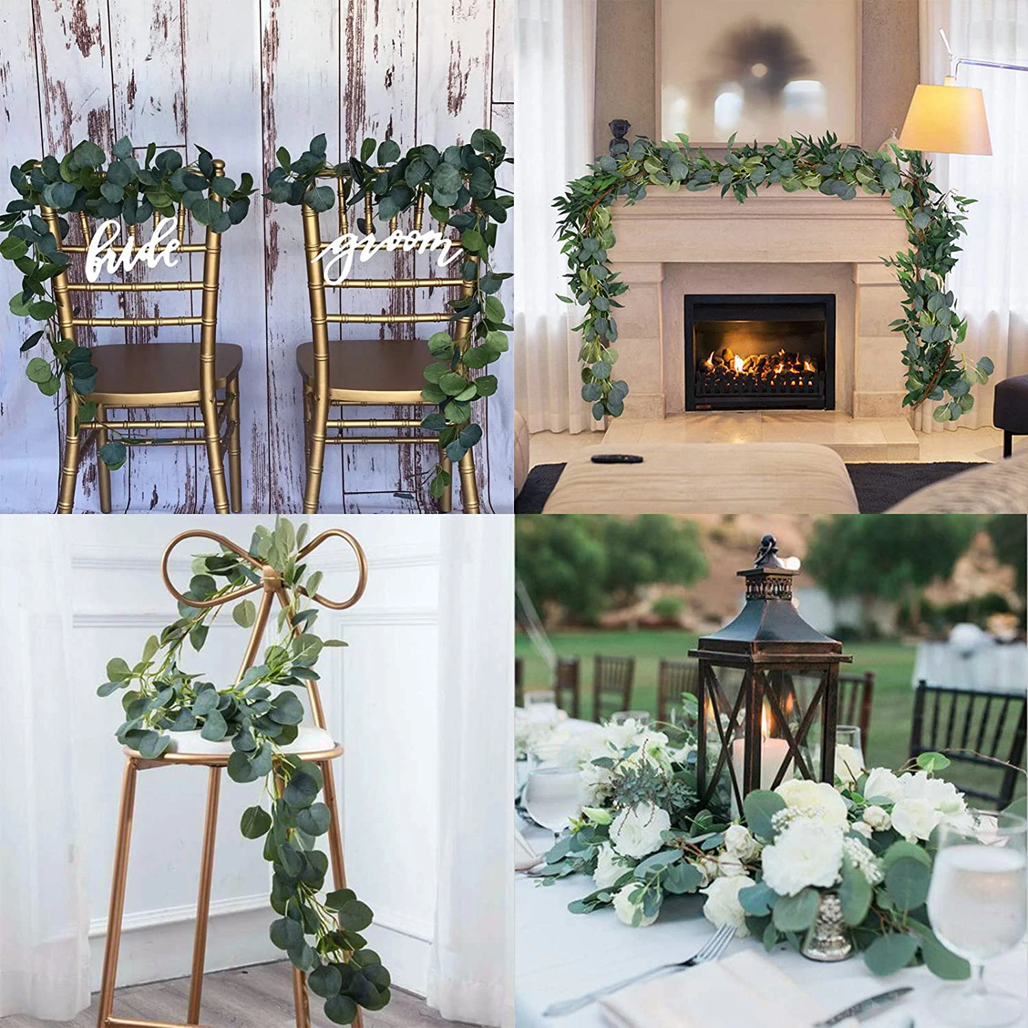 

Wedding Decoration Artificial Plants Green Eucalyptus Vines Garland Artificial Fake Plants Ivy Wreath Wall Decor Vertical Garden