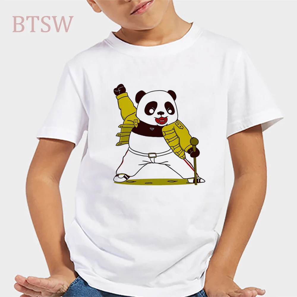 Милые Мультяшные Новые футболки Freddie Mercury Panda для девочек хлопковые с коротким