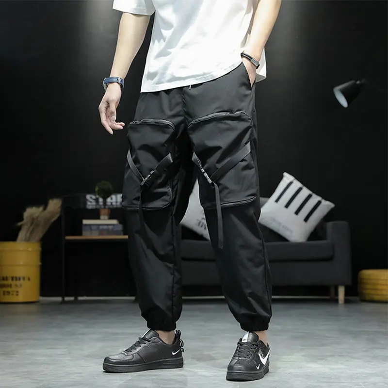 

Pockets Pencil Pants Mens Hip Hop Solid Cargo Sweatpants Joggers Trousers Male Fashion Full Length Pants Men Dropshipping
