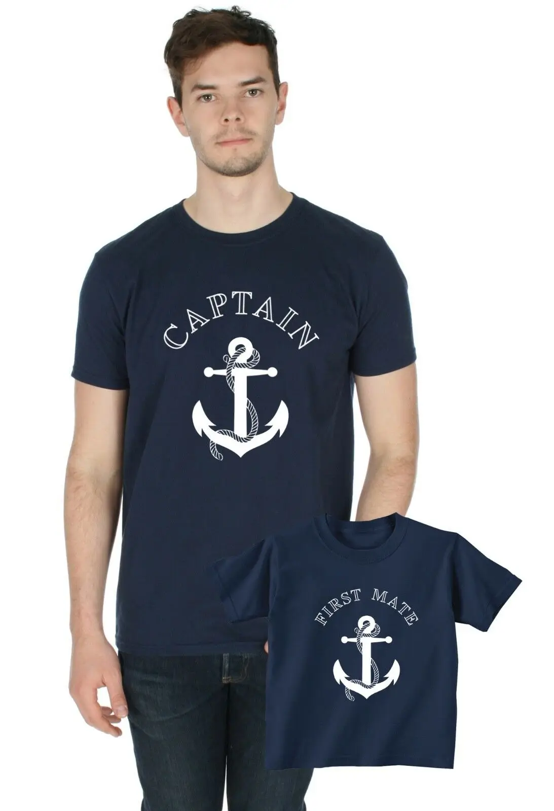 

Captain / First Mate Matching T-Shirt Baby-grow Set Dad Father and Son Romper