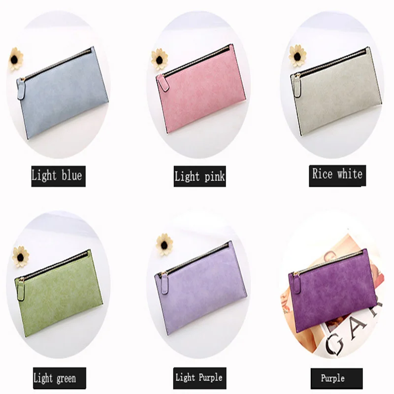 Женский кошелек женский Длинные сумки для денег простой стиль на молнии кожаный