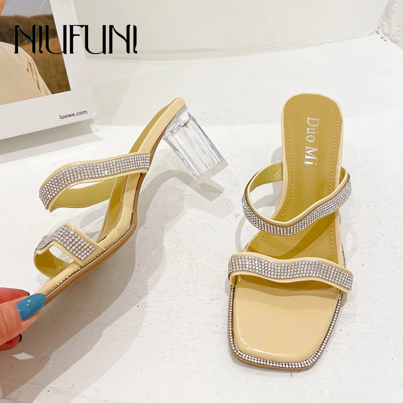

NIUFUNI/прозрачные женские туфли-лодочки из ПВХ на каблуке с кристаллами; Босоножки; Шлепанцы; Стразы; Открытый носок; Шлепанцы; Пикантная женская обувь; Модная летняя обувь