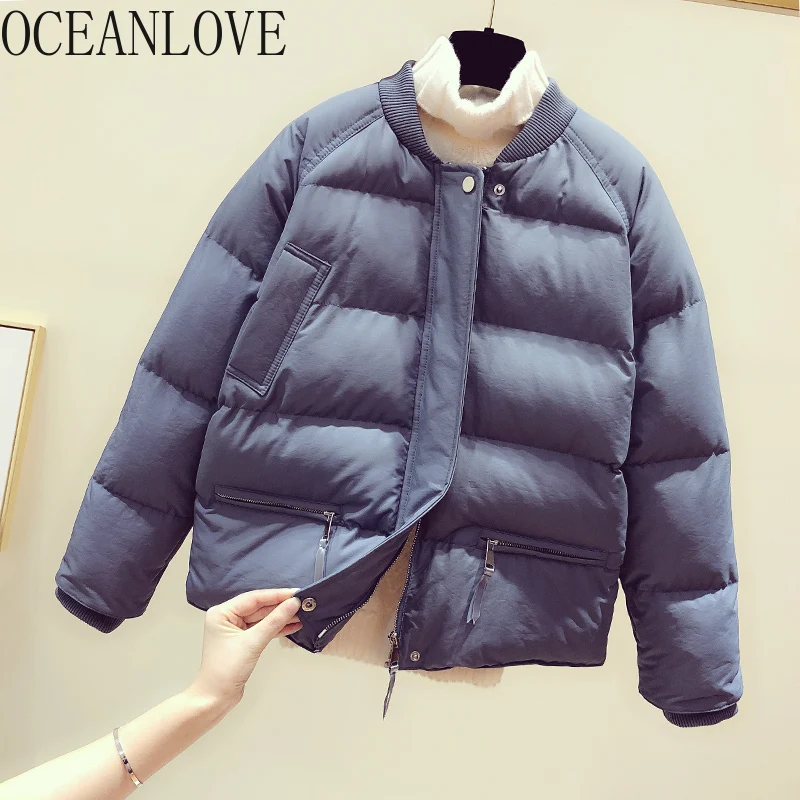 OCEANLOVE однотонное теплое зимнее пальто для женщин со стоячим воротником на молнии